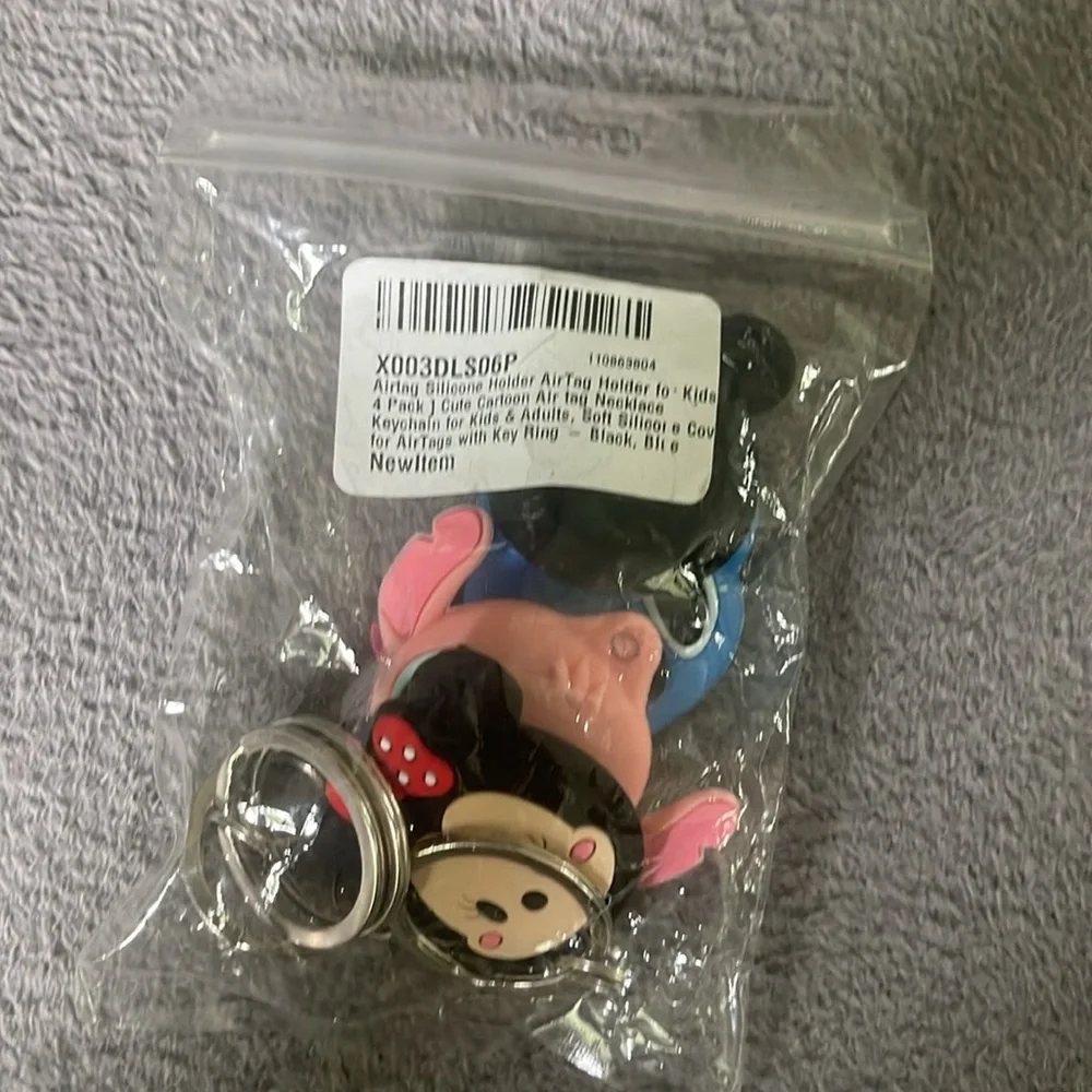 New Mickey Disney AirTag holders keychain set of four silicone